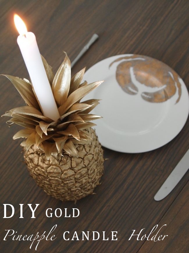 DIY Gold Pineapple Candle Holder